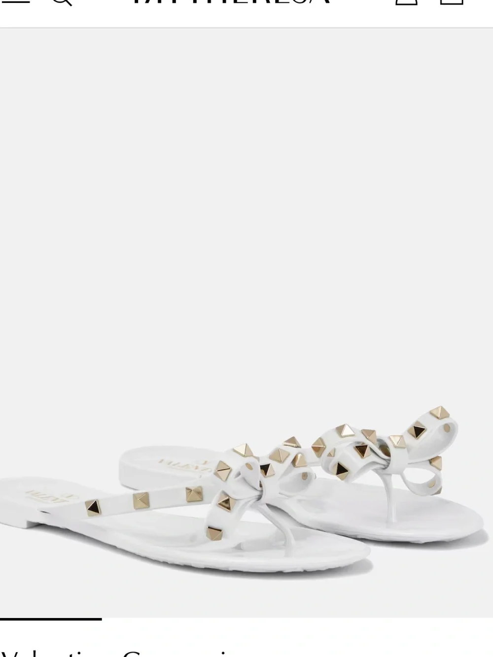 Valentino Garavani White Rockstud Bow Flip Flop Sandals